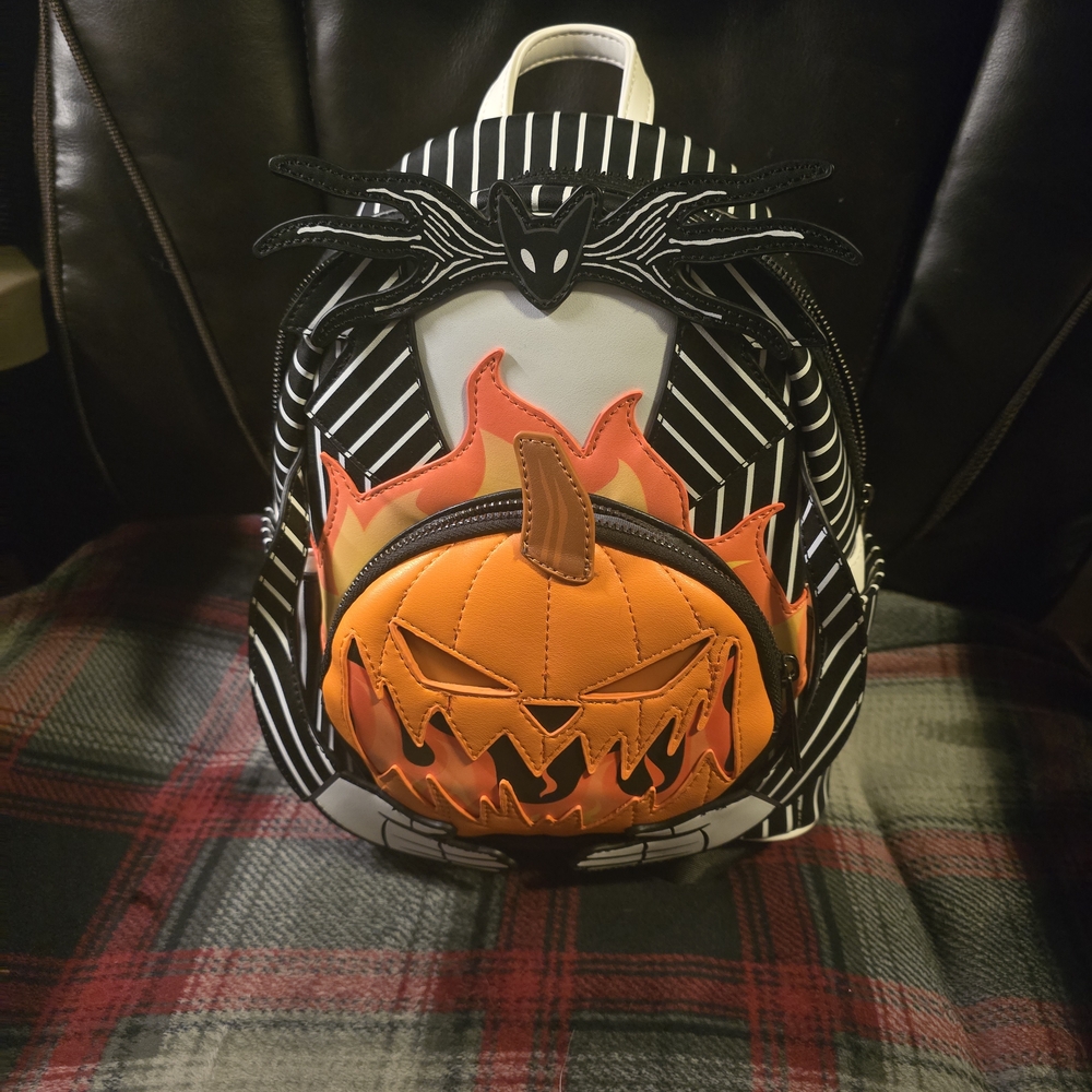 Loungefly Black and White Striped Pumpkin Mini Bag